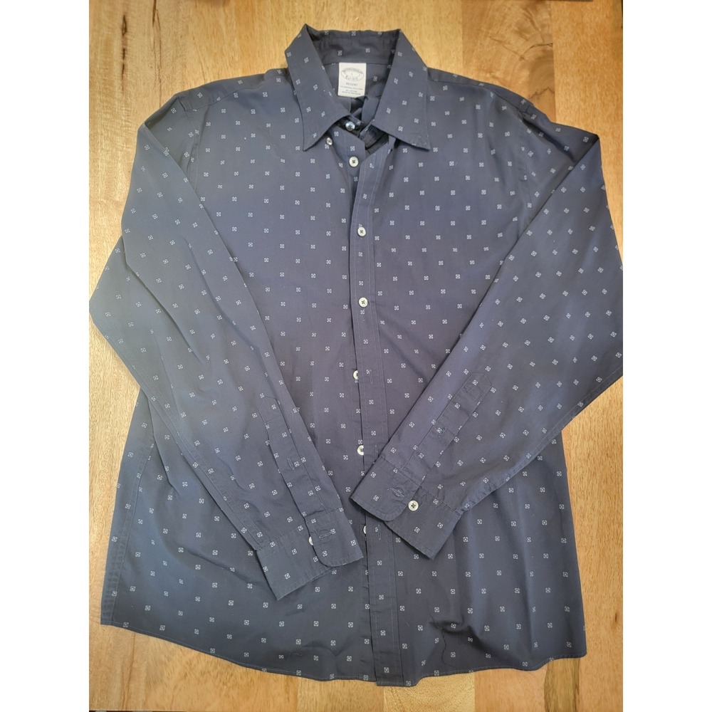 Brooks Brothers Regent Long Sleeve Button Down Shirt Mens Large Dark Blue